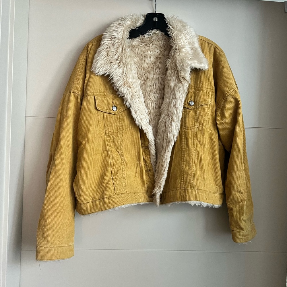 Yellow Faux Fur Lined Jacket